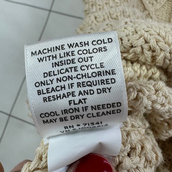 L.L. Bean Sweater Women Small Cream Signature Fisherman Tunic Cable Knit Cotton - Picture 5 of 8